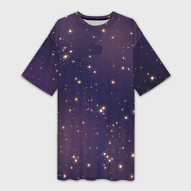 Платье-футболка 3D с принтом Звездное ночное небо. Галактика. Космос. в Санкт-Петербурге,  |  | блестки | вселенная | галактика | день космонавтики | желтый | звездное небо | звезды | звезды в космосе | звезды на небе | золото | золотой | космические просторы | космос | ночное небо | ночь | свет