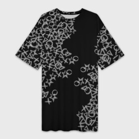 Платье-футболка 3D с принтом Абстракция ,серебряный геометрический узор в Санкт-Петербурге,  |  | абстракция | белый | геометрия | звезда | крестик | круг | кружок | овал | полоса | разброс | рисунок | серебряный | текстура | треугольник | фигуры | черный