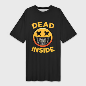 Платье-футболка 3D с принтом Дед Инсайд Смайл в Санкт-Петербурге,  |  | dead | face | ghoul | inside | monster | skull | smile | true | zxc | внутри | гуль | дед | инсайд | лицо | мертвый | монстр | смайл | улыбка | череп | чудовище