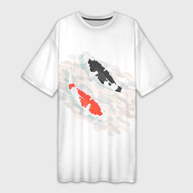Платье-футболка 3D с принтом рыба в стиле Инь Янь в Санкт-Петербурге,  |  | fish | japan | карпы | кои | морские жители | рыба | япония