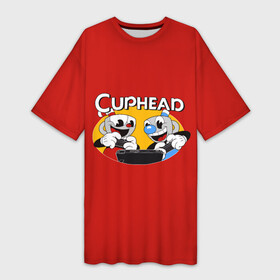 Платье-футболка 3D с принтом Cuphead and Mugman Gamers в Санкт-Петербурге,  |  | animation | cup | cuphead | mugman | retro | shooter | анимация | капхед | кружечка | магмен | ретро | чашек | чашка | чашкоголовый