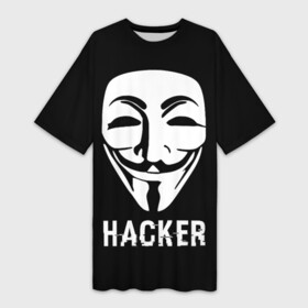 Платье-футболка 3D с принтом HACKER (Маска V) в Санкт-Петербурге,  |  | anonymous | guy fawkes | hacker | programmer | vendetta | айтишник | анонимус | бинарный код | вебмастер | вендетта | гай фокс | интернет технологии | информатика | ит специалист | маска v | маска гая фокса | матрица