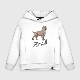 Детское худи Oversize хлопок с принтом Fearless Pit Bull в Санкт-Петербурге, френч-терри — 70% хлопок, 30% полиэстер. Мягкий теплый начес внутри —100% хлопок | боковые карманы, эластичные манжеты и нижняя кромка, капюшон на магнитной кнопке | dog | ears | muzzle | pit bull | tail | пёс | питбуль | собака | уши | хвост