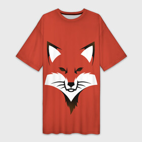 Платье-футболка 3D с принтом Рыжая серьезная лиса в Санкт-Петербурге,  |  | cute | fox | foxy | ginger | orange | what does the fox say | зверек | зверь | лис | лиса | лисица | лисичка | милашка | милота | рыжая | рыжик | рыжуля | фыр фыр