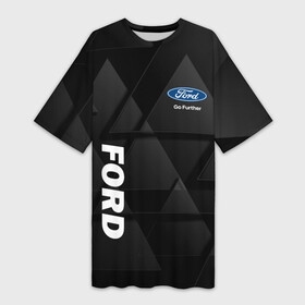 Платье-футболка 3D с принтом Ford Форд Треугольники в Санкт-Петербурге,  |  | b c | bronco | capri | cougar | crown victoria | econoline | econovan | ecosport | edge | escape | falcon | ford | max | авто | автомобиль | знак | лого | машина | символ | тачка | форд | форт | эмблема