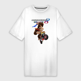 Платье-футболка хлопок с принтом Mario Kart 8 Deluxe  Donkey Kong в Санкт-Петербурге,  |  | boomerang | gorilla | hero | mario | motorcycle | video game | бумеранг | видеоигра | герой | горилла | марио | мотоцикл