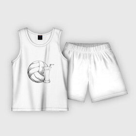 Детская пижама с шортами хлопок с принтом Volleyball Juice в Санкт-Петербурге,  |  | game | sport | volley | volleyball | волейбол | волейболист | волейболистка | игра | мяч | спорт | спортсмен | тренер