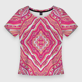 Женская футболка 3D Slim с принтом Абстракция. Узор розового цвета в Санкт-Петербурге,  |  | абстракция | бордовый | волнистый | волны | геометрический узор | геометрия | девочкам | девочке | для девушек | для жены | для мамы | для подруги | для сестры | для студентки | для школьницы | жене