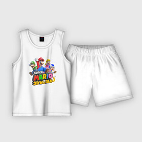Детская пижама с шортами хлопок с принтом Герои Super Mario 3D World  Nintendo в Санкт-Петербурге,  |  | heroes | luigi | princess peach | super mario | team | video game | видеоигра | герои | луиджи | супер марио