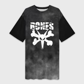 Платье-футболка 3D с принтом BONES в Санкт-Петербурге,  |  | bones | cloudrap | dead | deadboy | logo | music | rap | sesh | боунс | клаудреп | кости | лого | музыка | реп