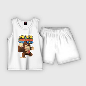 Детская пижама с шортами хлопок с принтом Mario Donkey Kong  Nintendo  Gorilla в Санкт-Петербурге,  |  | donkey kong | eyes | fist | mario | monkey | muzzle | nintendo | paws | video game | видеоигра | глаза | кулак | лапы | марио | нинтендо | обезьяна