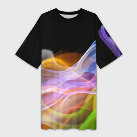 Платье-футболка 3D с принтом Цветной дым  Color pattern в Санкт-Петербурге,  |  | color | fashion | pattern | smoke | дым | мода | узор | цвет