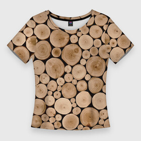 Женская футболка 3D Slim с принтом Спил дерева в Санкт-Петербурге,  |  | в детскую | в комнату | дерево | деревья | деревянный | на кровать | на стол | патерн | песочный цвет | по  дерево | рельеф | структура дерева | текстура