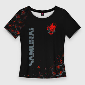 Женская футболка 3D Slim с принтом cyberpunk 2077  samurai  Паттерн в Санкт-Петербурге,  |  | cd project red | cyberpunk 2077 | keanu reeves | samurai | the witcher | ведьмак | киану ривз | киберпанк 2077 | самураи
