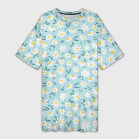 Платье-футболка 3D с принтом Весенние ромашки в Санкт-Петербурге,  |  | паттерн | природа | ромашка | солнышко | цветики | цветы