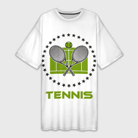 Платье-футболка 3D с принтом TENNIS (Теннис) в Санкт-Петербурге,  |  | atp | itf | tennis | wta | игра | кубок дэвиса | кубок кремля | кубок уайтмен | кубок федерации | кубок хопмана | ракетка | соревнования | спорт | теннис | теннисный клуб | теннисный мяч