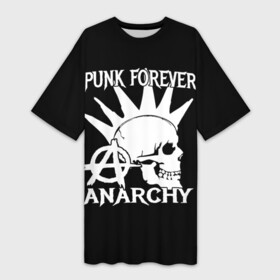 Платье-футболка 3D с принтом PUNK FOREVER ANARCHY в Санкт-Петербурге,  |  | anarchy | hard rock | metal | music | punk rock | punks not dead | rock music | rocker | rocknroll | анархия | гаражный рок | гитара | гранж | ирокез | металл | музыка | панк рок | рок музыка | рок н ролл | рокер | трэш метал | тяжелый рок