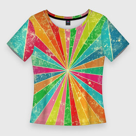 Женская футболка 3D Slim с принтом Геометрический паттерн  Retro в Санкт-Петербурге,  |  | color | geometric | retro | геометрия | паттерн | ретро | узор | цвет