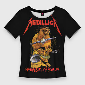 Женская футболка 3D Slim с принтом METALLICA  HARVESTER OF SORROW в Санкт-Петербурге,  |  | anarchy | anthrax | james hatfield | megadeth | metallica | music | punks not dead | roc | slayer | анархия | гаражный рок | гитара | гранж | джеймс хэтфилд | металл | металлика | панк рок | рок музыка | рок н ролл | рокер | трэш метал