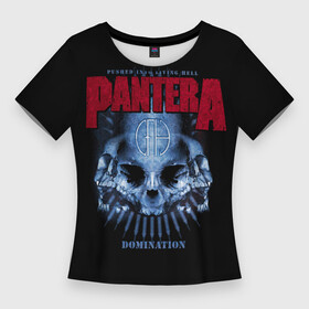 Женская футболка 3D Slim с принтом Pantera Domination в Санкт-Петербурге,  |  | anarchy | heavy metal | music | pantera | punks not dead | rock music | rocker | rockn | slayer | thrash metal | анархия | гитара | глэм метал | грув метал | металл | панк рок | пантера | рок музыка | рок н ролл | рокер | трэш метал | тяжелый рок