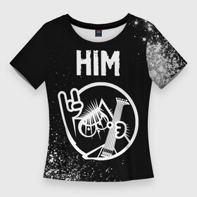 Женская футболка 3D Slim с принтом HIM  КОТ  Краска в Санкт-Петербурге,  |  | band | him | metal | rock | группа | кот | краска | краски | рок | хим