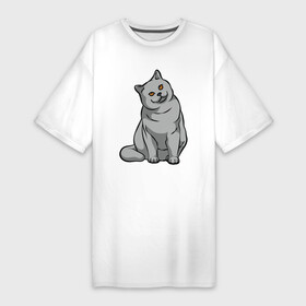 Платье-футболка хлопок с принтом Серый котейка ) в Санкт-Петербурге,  |  | cat | gray | кот | котейка | котик | кошка | серый
