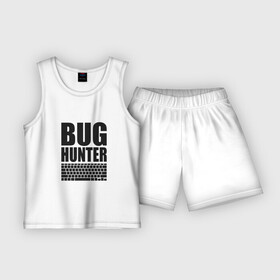 Детская пижама с шортами хлопок с принтом Bug Хантер в Санкт-Петербурге,  |  | bug | hunter | programmer | админ | баг | код | охотник | программист | сисадмин | тестер