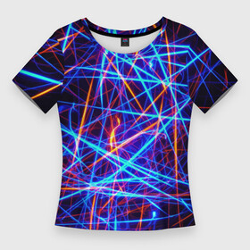 Женская футболка 3D Slim с принтом Neon pattern  Fashion 2055 в Санкт-Петербурге,  |  | fashion | light | neon | pattern | vanguard | авангард | мода | неон | свет | узор