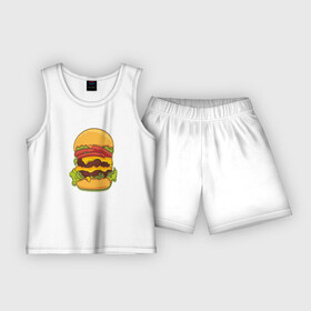 Детская пижама с шортами хлопок с принтом Самый вкусный гамбургер в Санкт-Петербурге,  |  | Тематика изображения на принте: hamburger | бургер | бутерброд | гамбургер | еда | мак | сендвич