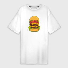 Платье-футболка хлопок с принтом Самый вкусный гамбургер в Санкт-Петербурге,  |  | hamburger | бургер | бутерброд | гамбургер | еда | мак | сендвич