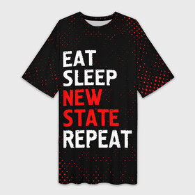 Платье-футболка 3D с принтом Eat Sleep New State Repeat  Потертости в Санкт-Петербурге,  |  | battlegrounds | eat sleep new state repeat | logo | pubg | батлграунт | гранж | игра | игры | лого | логотип | пабг | символ