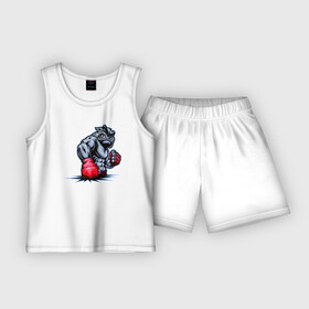 Детская пижама с шортами хлопок с принтом Накачанная собака боксер в Санкт-Петербурге,  |  | бицепс | бокс | боксер | бульдог | качек | качок | кикбоксинг | мускулы | мышцы | накачанная | пес | собака