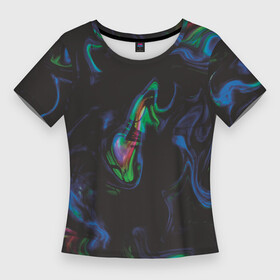 Женская футболка 3D Slim с принтом Абстракция. Живописные волны в Санкт-Петербурге,  |  | Тематика изображения на принте: абстракция | волны | живопись | краски | разводы