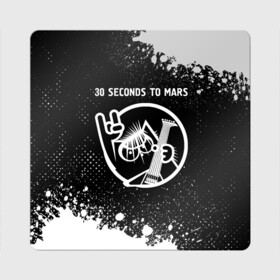 Магнит виниловый Квадрат с принтом 30 Seconds to Mars / КОТ / Краска в Санкт-Петербурге, полимерный материал с магнитным слоем | размер 9*9 см, закругленные углы | 30 seconds to mars | 30 секондс | 30stm | band | mars | metal | paint | rock | seconds | брызги | группа | кот | краска | марс | рок