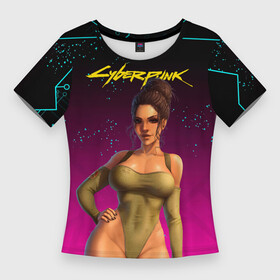 Женская футболка 3D Slim с принтом sexy сyberpunk Panam 18+ в Санкт-Петербурге,  |  | 2077 | cyberpunk | cyberpunk 2077 | judy | night city | vi | ви | джуди | жуди | кибер | киберпанк | найтсити | панк