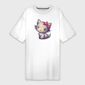 Платье-футболка хлопок с принтом Кыська в Санкт-Петербурге,  |  | cat | kitty | киса | киска | кот | котейка | котофски | кошечка | кошка | кыська | кыся