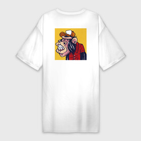 Платье-футболка хлопок с принтом Обезьяны в шляпе и рубашке в Санкт-Петербурге,  |  | бейсболка | граффити | дикое животное | животное | обезьяна | рубашка | шимпанзе | шляпа