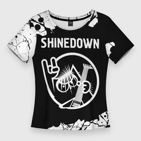 Женская футболка 3D Slim с принтом Shinedown + КОТ + Краска в Санкт-Петербурге,  |  | band | metal | paint | rock | shinedown | брызги | группа | кот | краска | рок