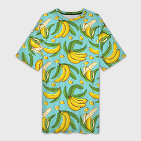 Платье-футболка 3D с принтом Banana pattern  Summer  Fashion 2022 в Санкт-Петербурге,  |  | Тематика изображения на принте: banana | fashion | pattern | summer | банан | лето | мода | узор