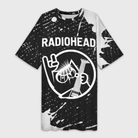 Платье-футболка 3D с принтом Radiohead + КОТ + Краска в Санкт-Петербурге,  |  | band | metal | paint | radiohead | rock | брызги | группа | кот | краска | радиохед | рок