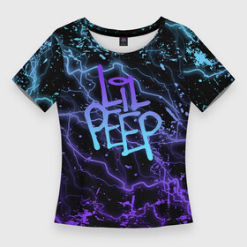 Женская футболка 3D Slim с принтом lil peep  neon  молнии в Санкт-Петербурге,  |  | lil peep | lil prince | pink | зарубежная музыка | лил пип | маленький принц