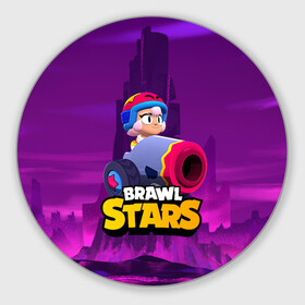 Круглый коврик для мышки с принтом BrawlStars Бонни с пушкой Bonny в Санкт-Петербурге, резина и полиэстер | круглая форма, изображение наносится на всю лицевую часть | Тематика изображения на принте: boni | bonnie | brawl | brawl stars | brawlstars | brawl_stars | бони | бонни | бравлстарс