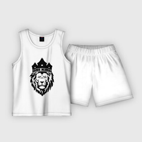 Детская пижама с шортами хлопок с принтом Lion one king в Санкт-Петербурге,  |  | king | lion | one | вожак | единственный | король | кот | кошка | лев | лидер | один | правитель | царь