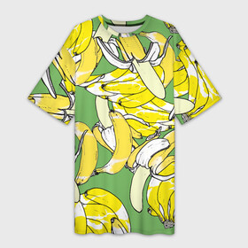 Платье-футболка 3D с принтом Banana pattern  Summer  Food в Санкт-Петербурге,  |  | banana | food | pattern | summer | банан | еда | лето | узор