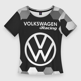 Женская футболка 3D Slim с принтом VOLKSWAGEN RACING  Графика в Санкт-Петербурге,  |  | auto | logo | moto | symbol | volkswagen | volkswagen racing | авто | автомобиль | гонки | знак | лого | логотип | логотипы | марка | машина | мото | символ | символы | соты | фольксваген