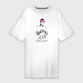 Платье-футболка хлопок с принтом lil peep 1996 2017 в Санкт-Петербурге,  |  | Тематика изображения на принте: come over when youre sober | lil | lil peep | lil tracy | lilpeep | little | official | peep | rap | star shopping | video