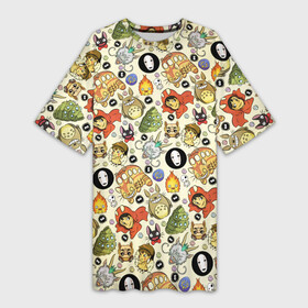 Платье-футболка 3D с принтом Studio Ghibli Hero в Санкт-Петербурге,  |  | calcifer | ghibli | kaonasi | kiki | nausicaa | porko roso | susu watari | totoro | кальцифер | кики | котобус | мононоке | навсикая | порко росо | сусу ватари | тоторо | хаку