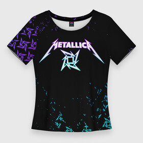 Женская футболка 3D Slim с принтом metallica металлика  neon в Санкт-Петербурге,  |  | lyrics | metallica | metallica live | music | pop | rock | кот | котэ | металлика | музыка | рок