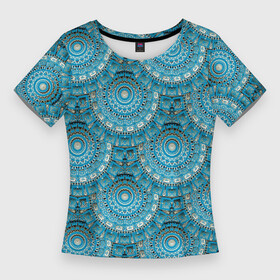 Женская футболка 3D Slim с принтом Круговые узоры в Санкт-Петербурге,  |  | abstract | абстракция | геометрия | калейдоскоп | круг | круги | круговые | линии | паттерн | текстура | узор | узоры