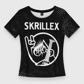 Женская футболка 3D Slim с принтом Skrillex  КОТ  Потертости в Санкт-Петербурге,  |  | band | metal | rock | skrillex | гранж | группа | кот | рок | скриллекс